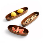 Acacia Wood Boat-Shaped Snack Nut Fruit Bowl