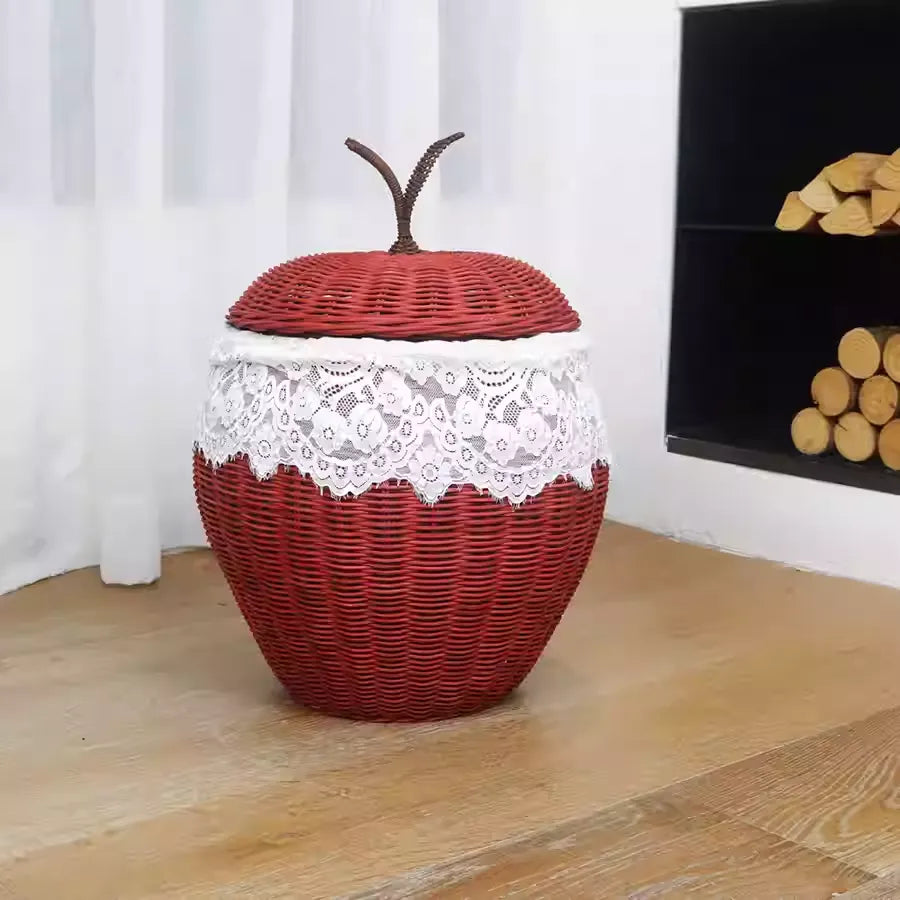Apple/Pear Shape Handmade Rattan Snack Toy Storage