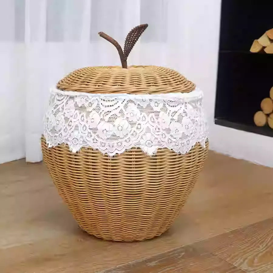 Apple/Pear Shape Handmade Rattan Snack Toy Storage