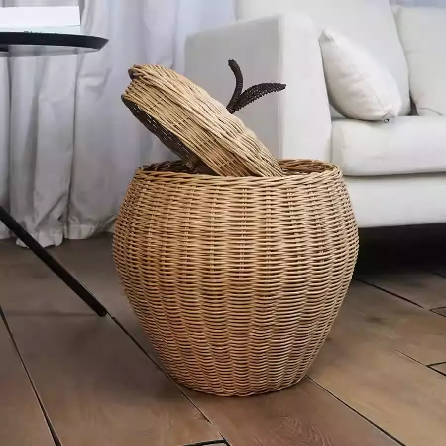Apple/Pear Shape Handmade Rattan Snack Toy Storage