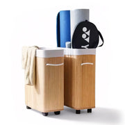 Bamboo Dirty Clothes Yoga Mat Artwork Storage Basket with Wheels
