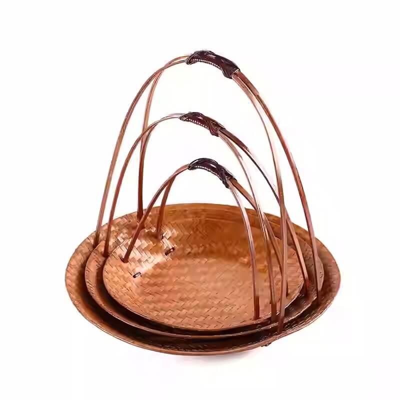 Bamboo Portable Dessert Basket Snack Fruit Tray