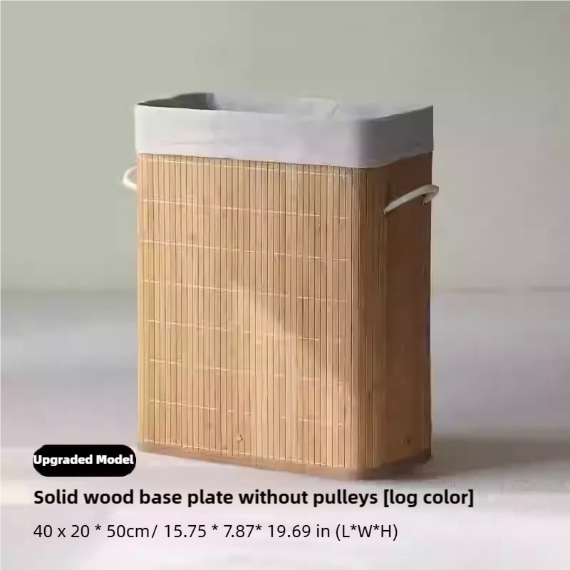 Bamboo Dirty Clothes Yoga Mat Artwork Storage Basket with Wheels
