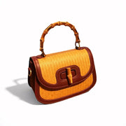Bamboo Woven Bamboo Buckle Half Round Bag