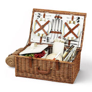 Dorset Wicker Pcnic Basket with Cutlery and Blanket for 4