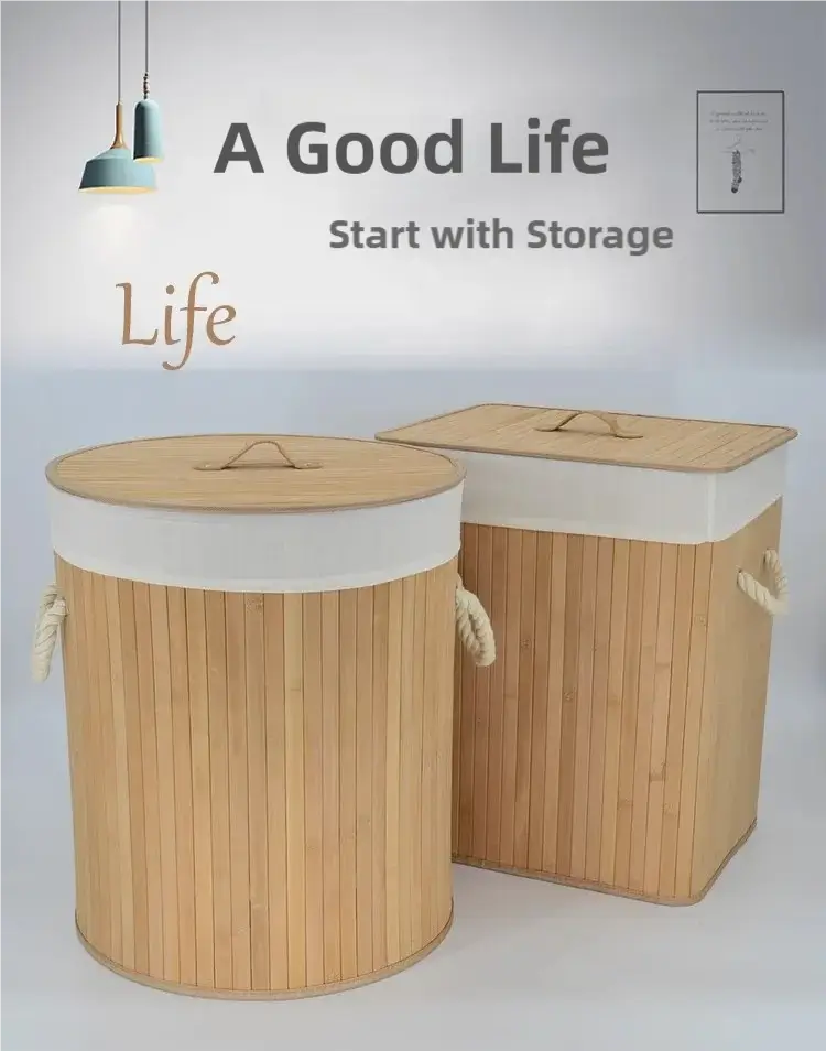Foldable Bamboo Clothes Storage Basket Toy Storage Box