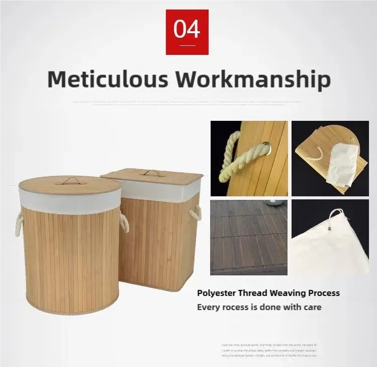 Foldable Bamboo Clothes Storage Basket Toy Storage Box
