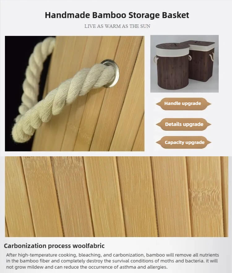Foldable Bamboo Clothes Storage Basket Toy Storage Box