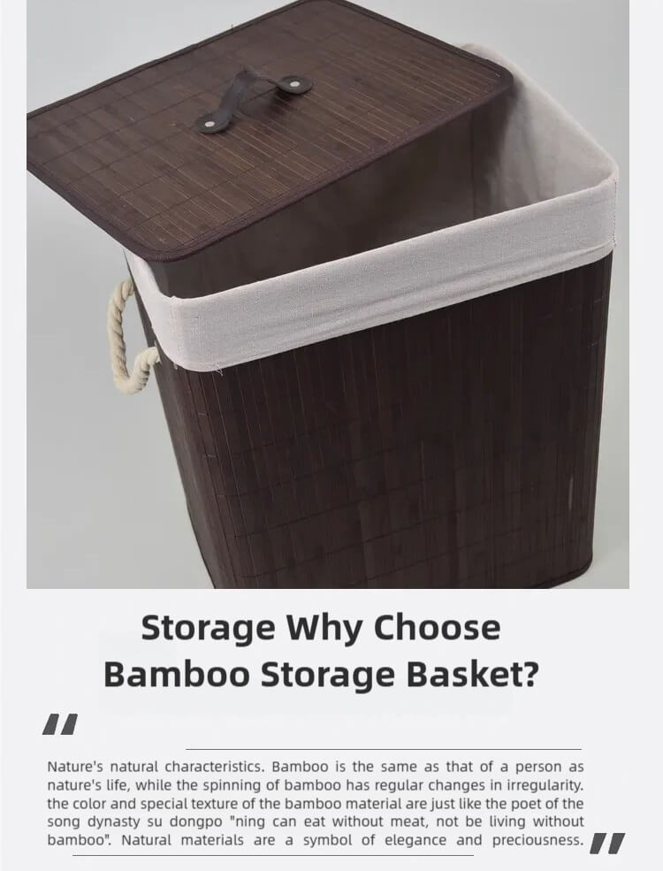 Foldable Bamboo Clothes Storage Basket Toy Storage Box