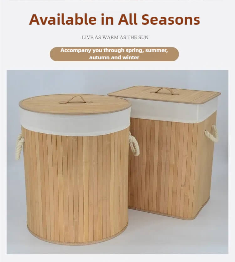 Foldable Bamboo Clothes Storage Basket Toy Storage Box