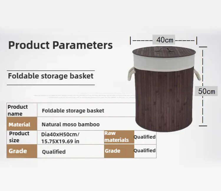 Foldable Bamboo Clothes Storage Basket Toy Storage Box