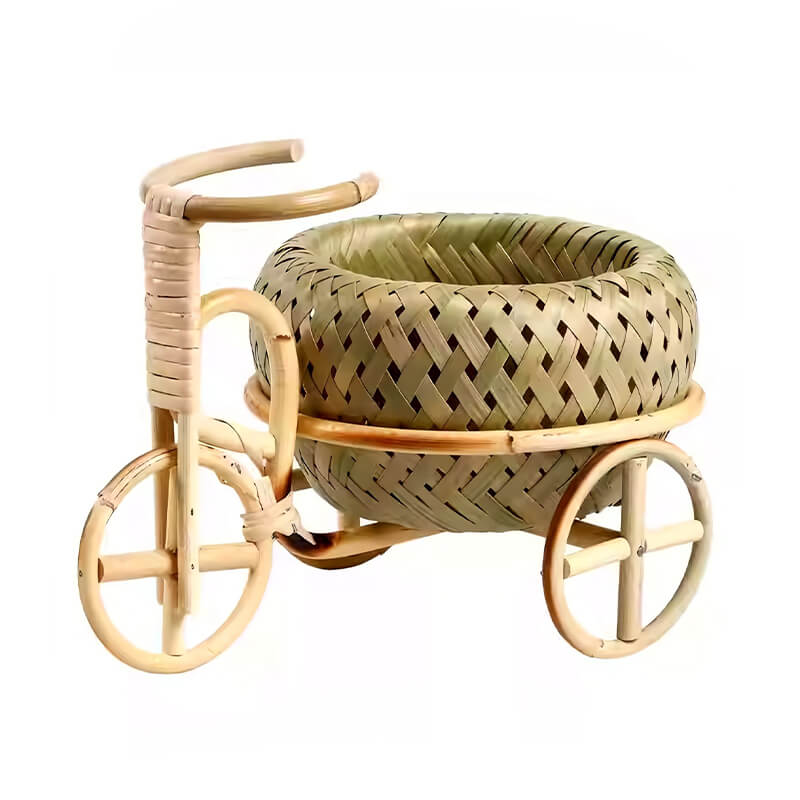 Bamboo Tricycle Fruit Basket Desktop Storage