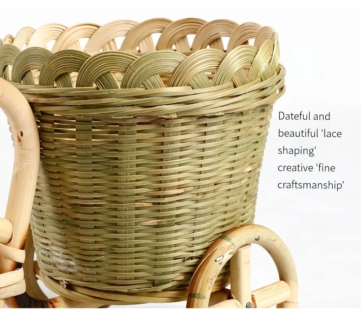 Bamboo Tricycle Fruit Basket Desktop Storage
