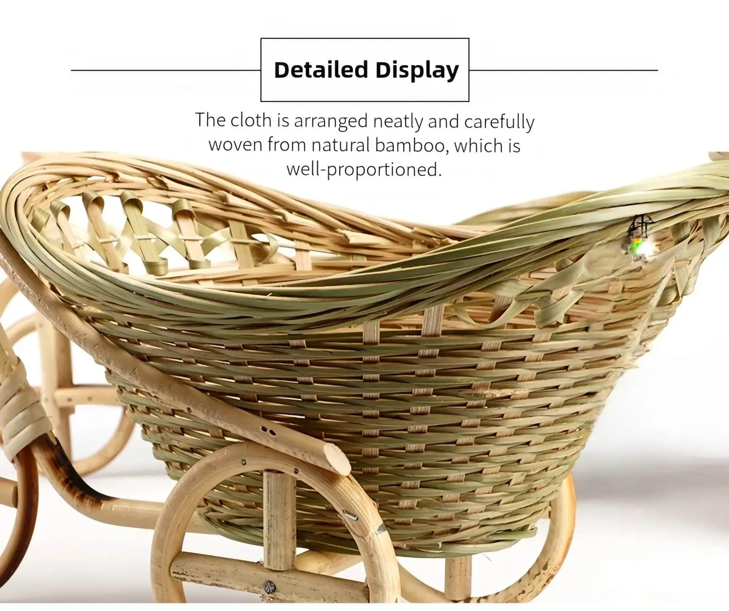 Bamboo Tricycle Fruit Basket Desktop Storage