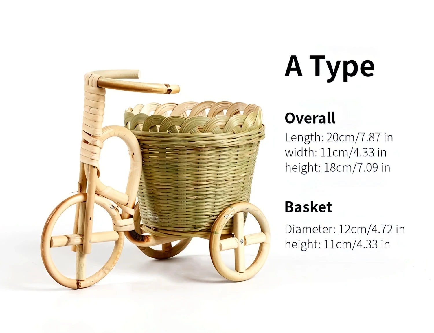 Bamboo Tricycle Fruit Basket Desktop Storage