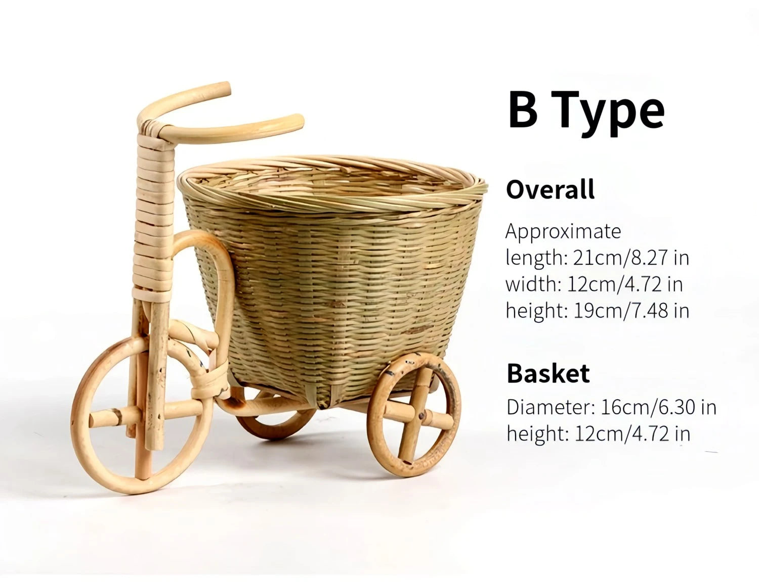 Bamboo Tricycle Fruit Basket Desktop Storage