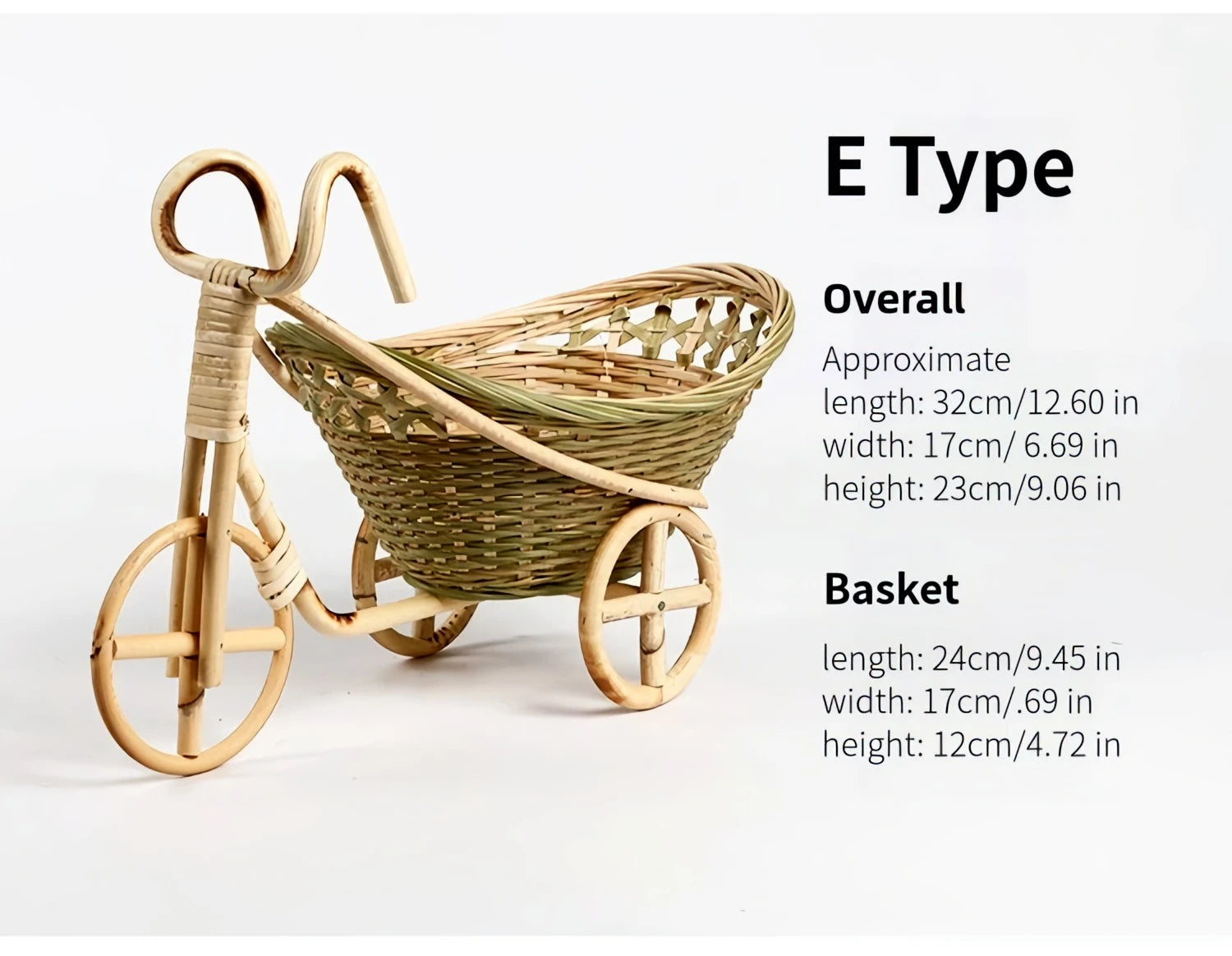 Bamboo Tricycle Fruit Basket Desktop Storage