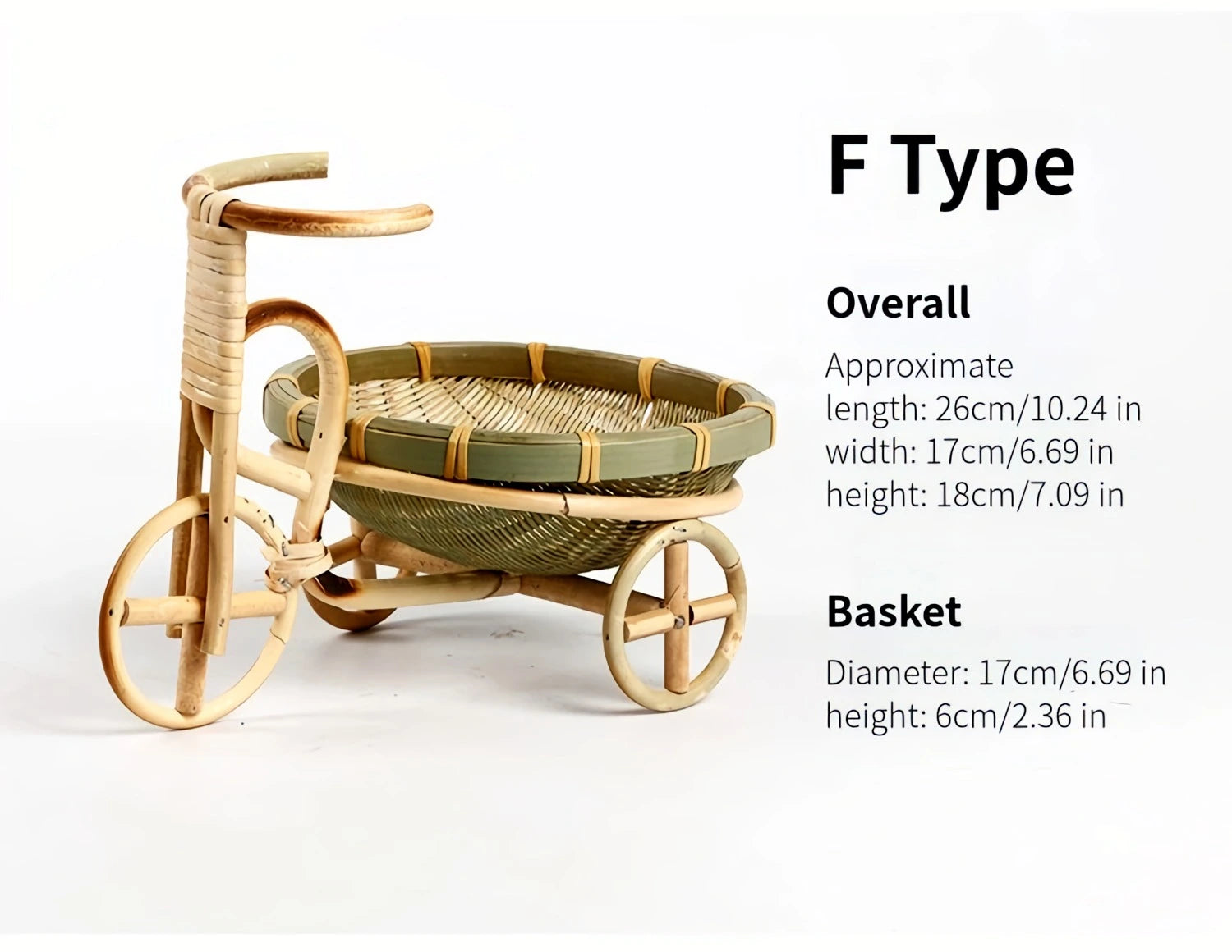 Bamboo Tricycle Fruit Basket Desktop Storage