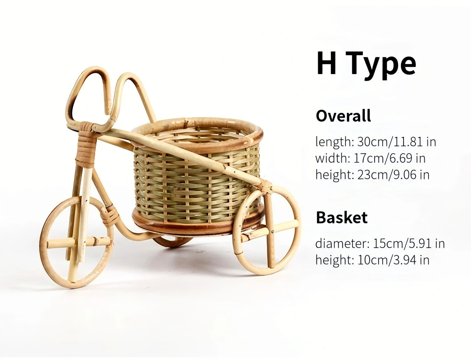 Bamboo Tricycle Fruit Basket Desktop Storage