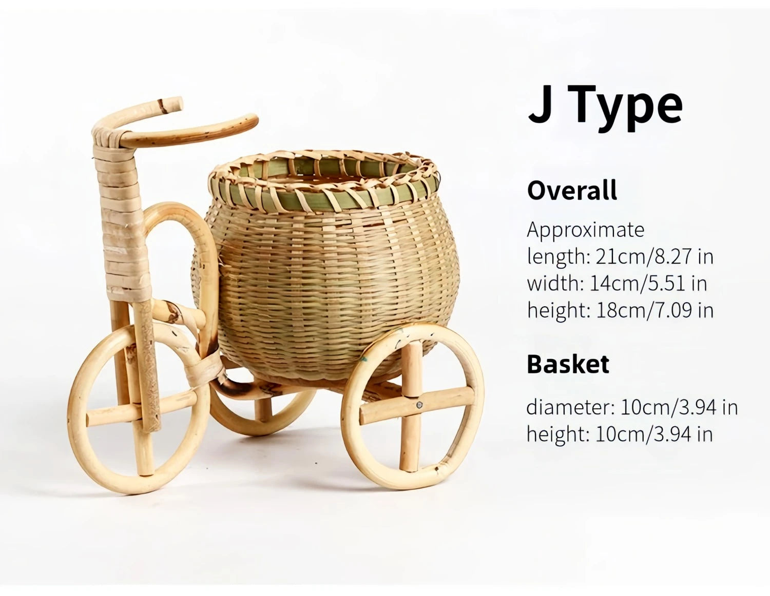 Bamboo Tricycle Fruit Basket Desktop Storage