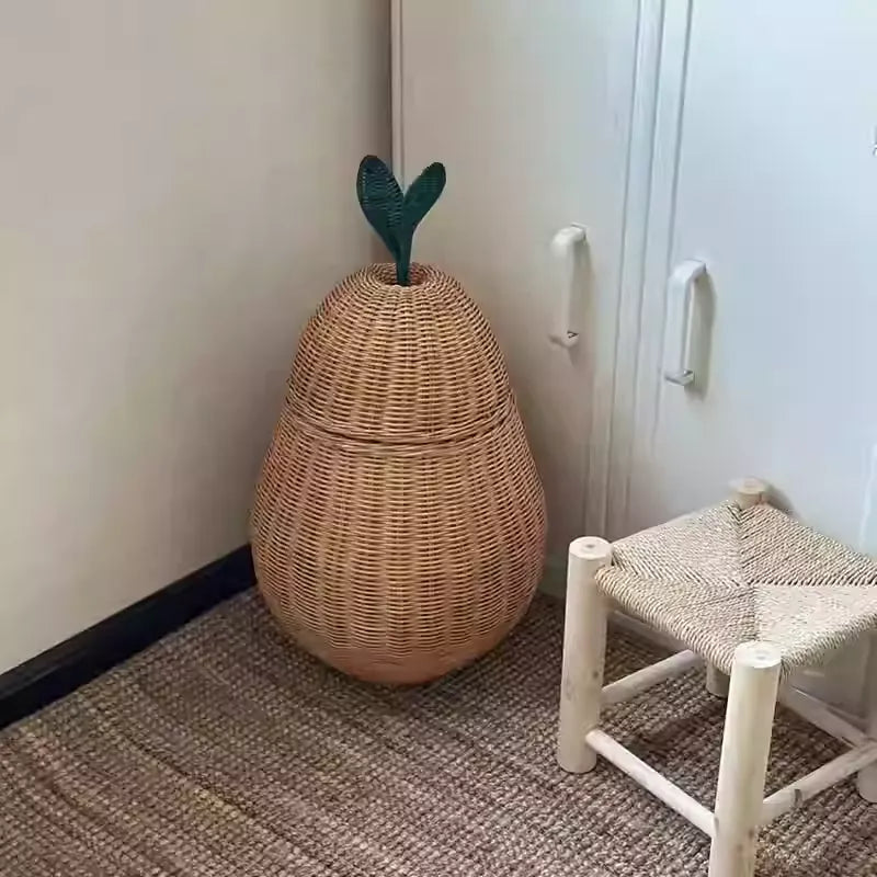 Apple/Pear Shape Handmade Rattan Snack Toy Storage
