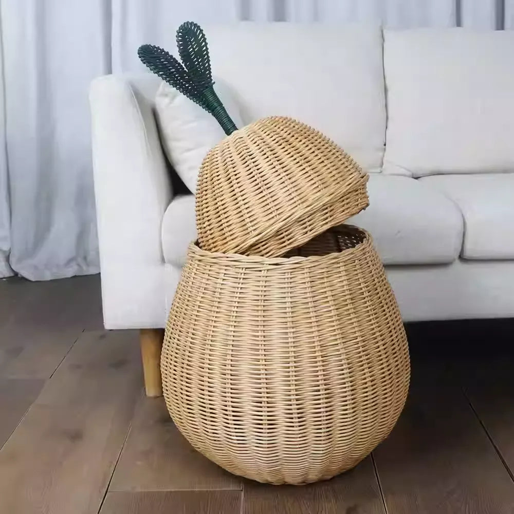 Apple/Pear Shape Handmade Rattan Snack Toy Storage