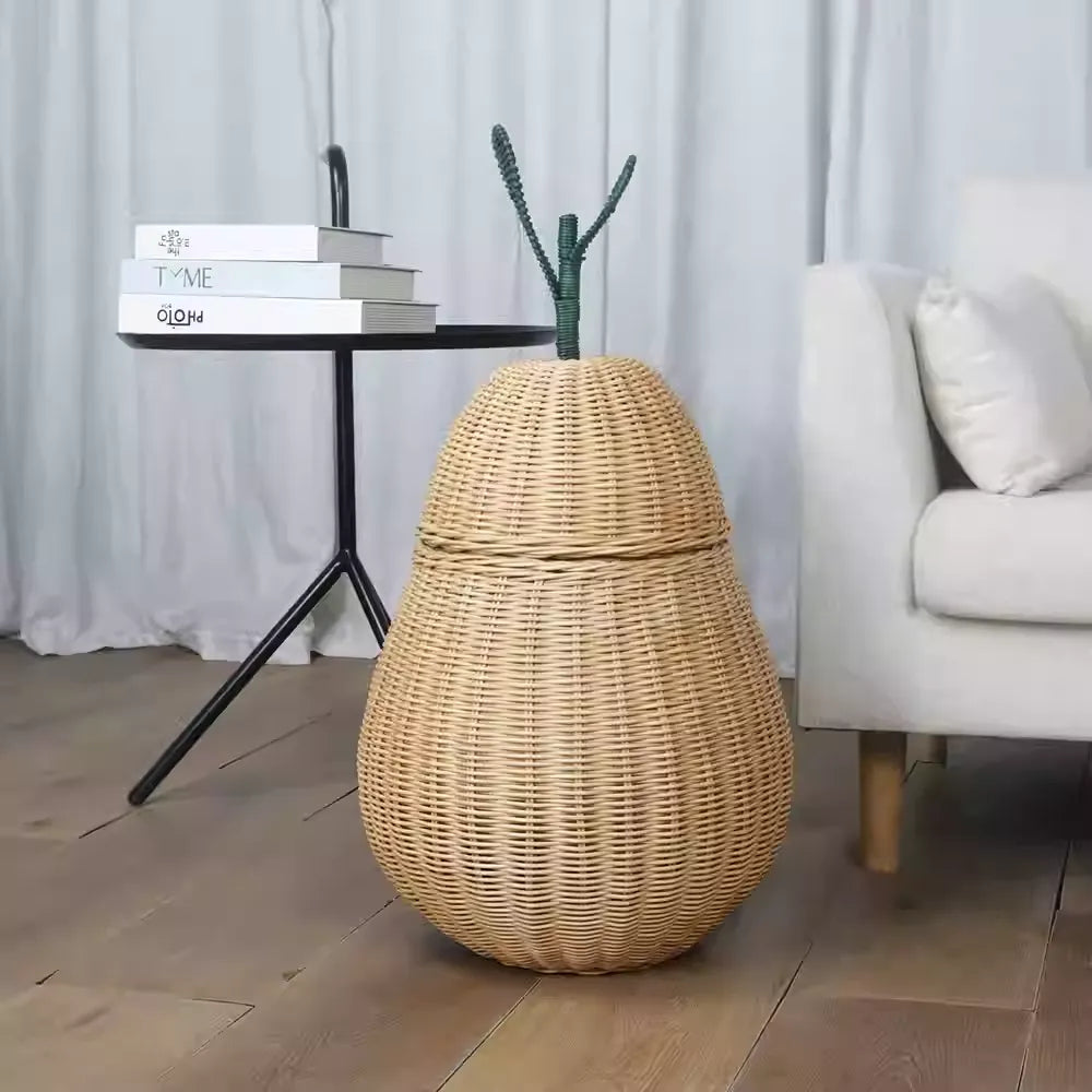 Apple/Pear Shape Handmade Rattan Snack Toy Storage