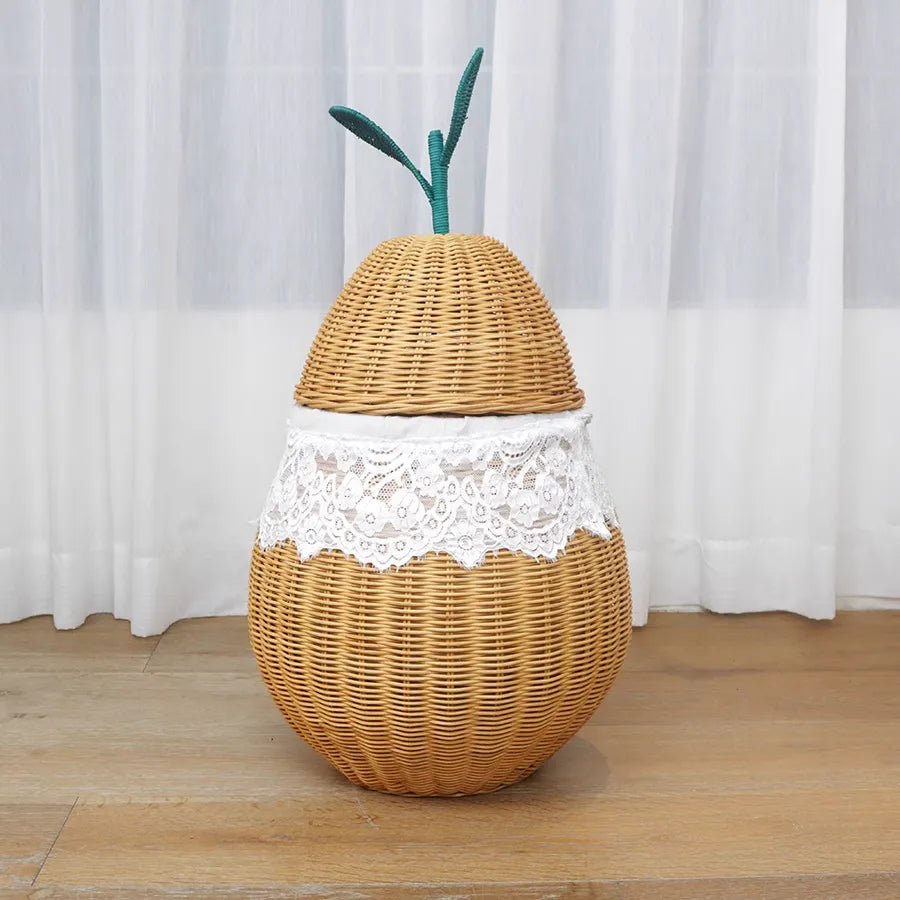 Apple/Pear Shape Handmade Rattan Snack Toy Storage