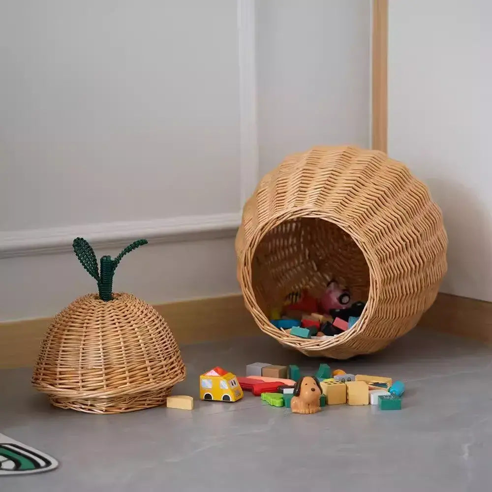 Apple/Pear Shape Handmade Rattan Snack Toy Storage
