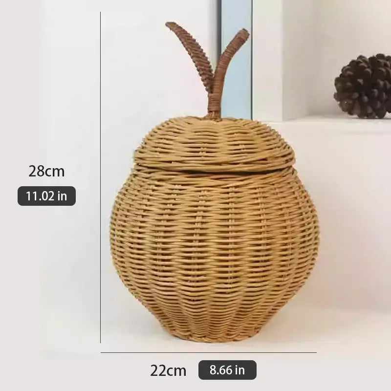 Apple/Pear Shape Handmade Rattan Snack Toy Storage
