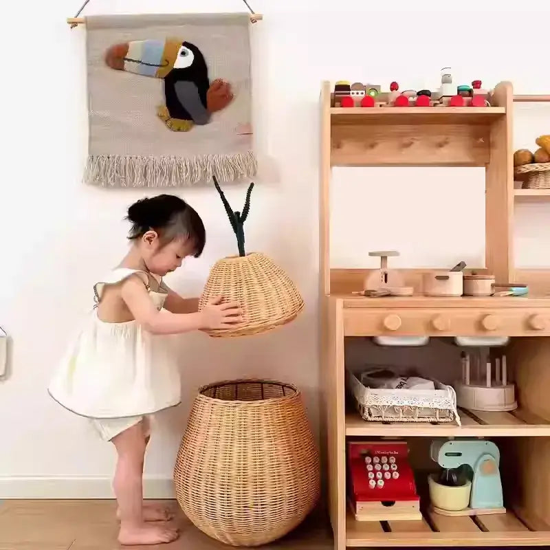 Apple/Pear Shape Handmade Rattan Snack Toy Storage