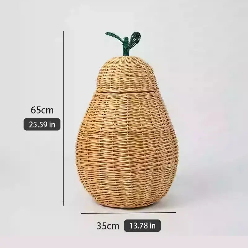 Apple/Pear Shape Handmade Rattan Snack Toy Storage