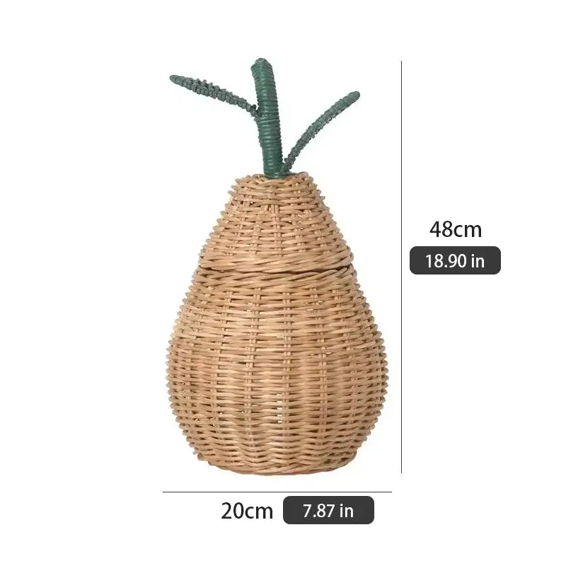 Apple/Pear Shape Handmade Rattan Snack Toy Storage