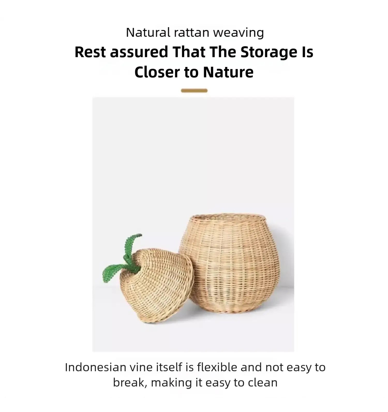 Apple/Pear Shape Handmade Rattan Snack Toy Storage