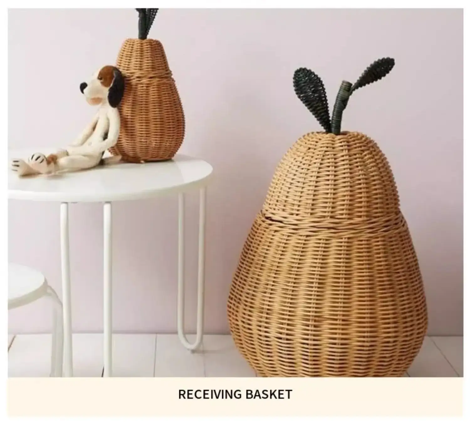 Apple/Pear Shape Handmade Rattan Snack Toy Storage