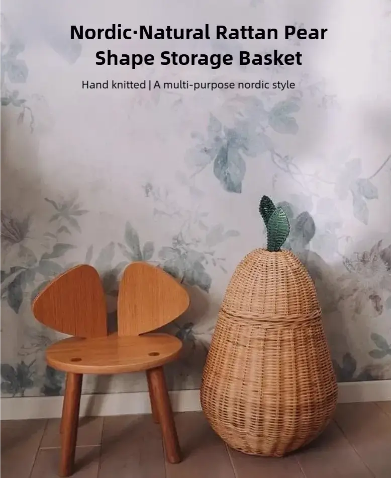 Apple/Pear Shape Handmade Rattan Snack Toy Storage