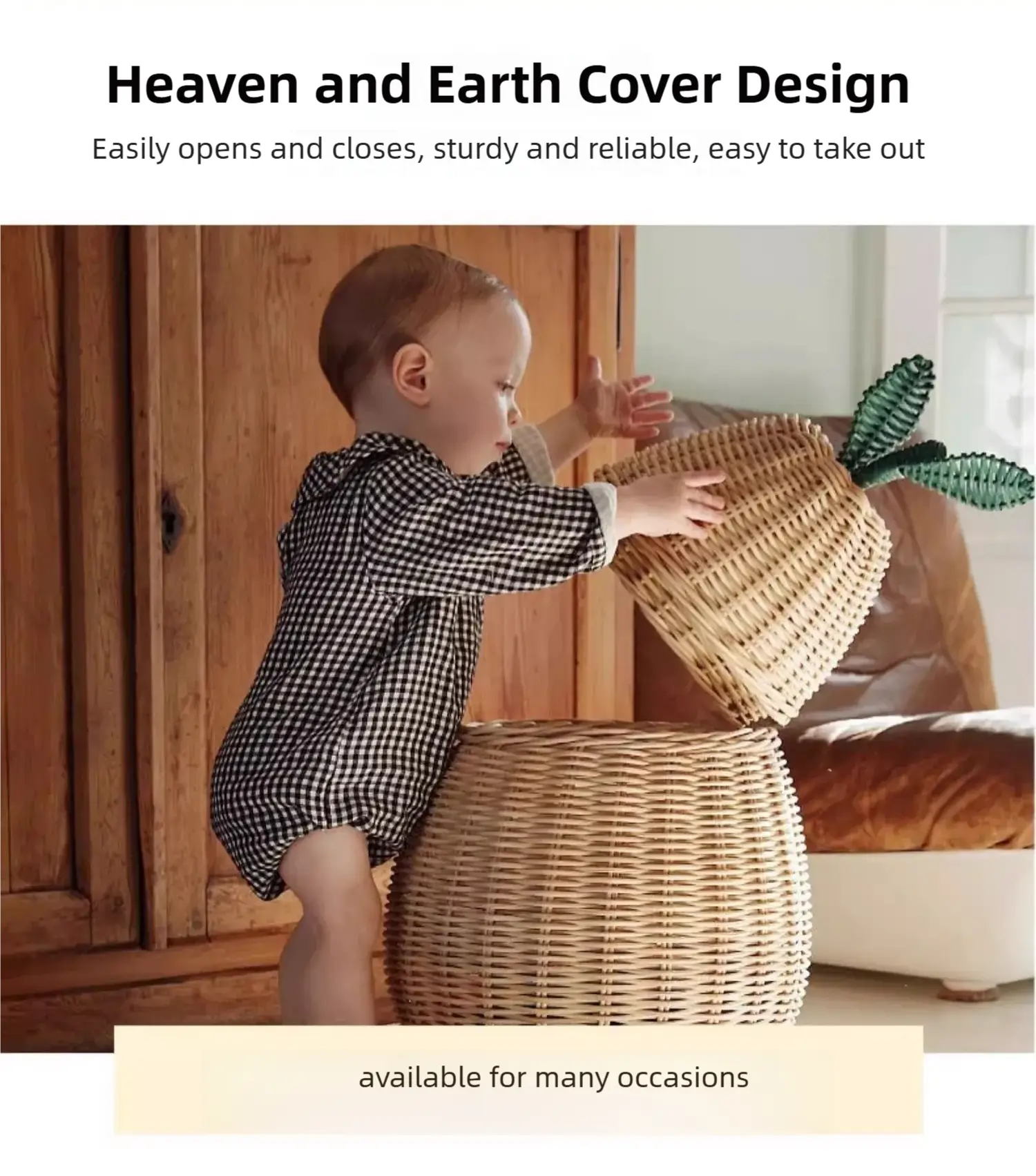 Apple/Pear Shape Handmade Rattan Snack Toy Storage