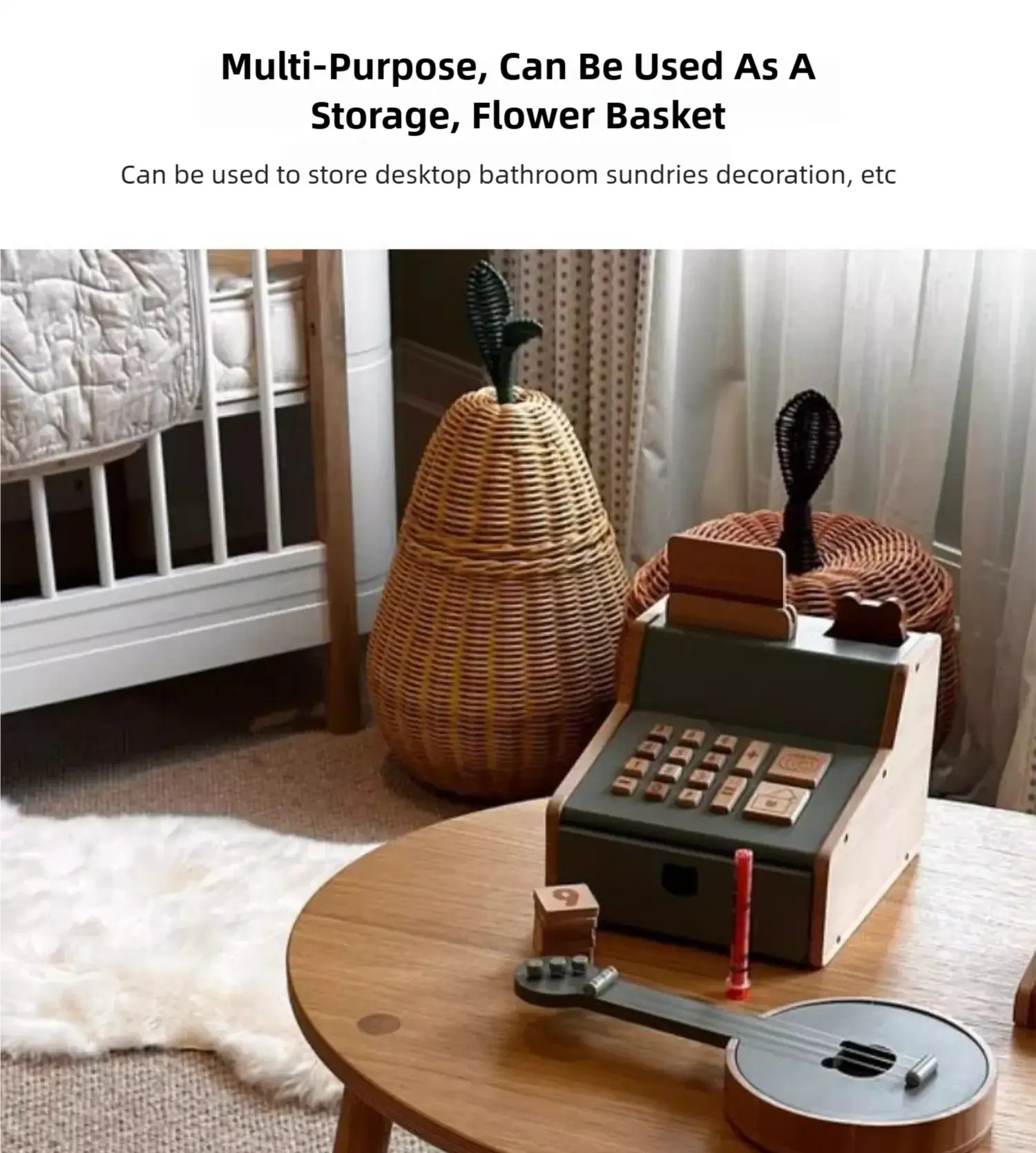Apple/Pear Shape Handmade Rattan Snack Toy Storage