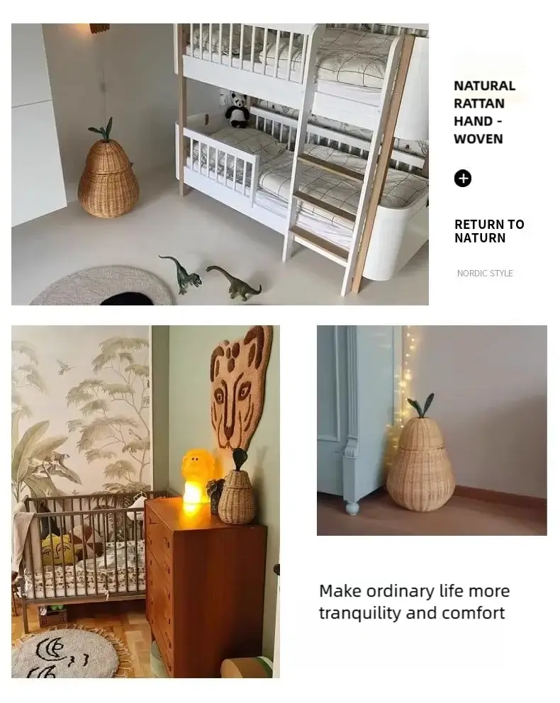 Apple/Pear Shape Handmade Rattan Snack Toy Storage