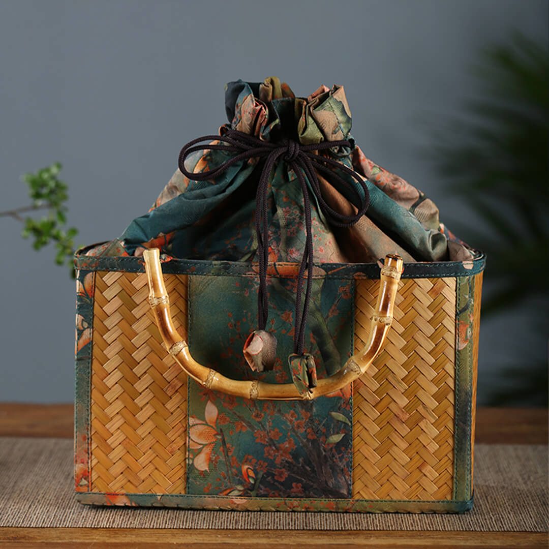 Bamboo Woven Satin Vintage Tote Bag