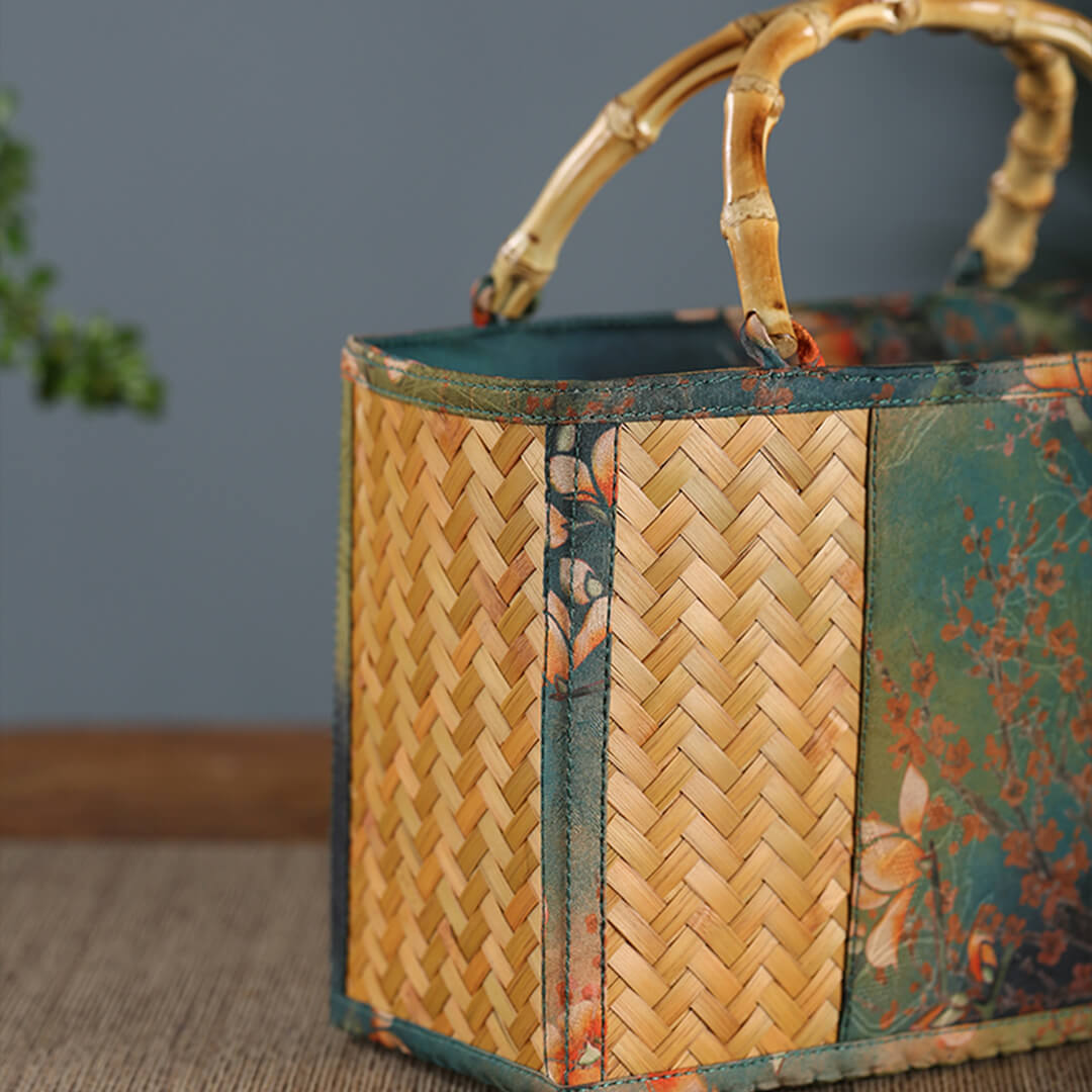 Bamboo Woven Satin Vintage Tote Bag