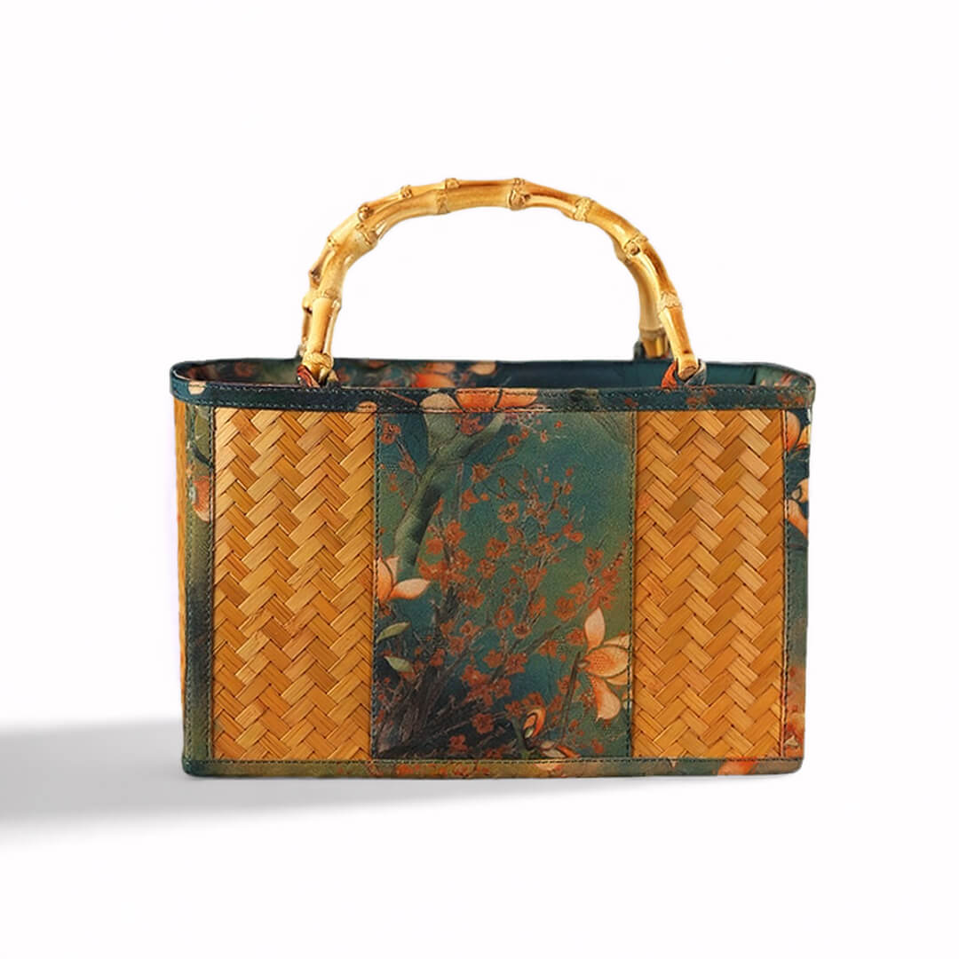 Bamboo Woven Satin Vintage Tote Bag