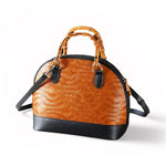 Bamboo Woven Wave Pattern Shell Leather Bag
