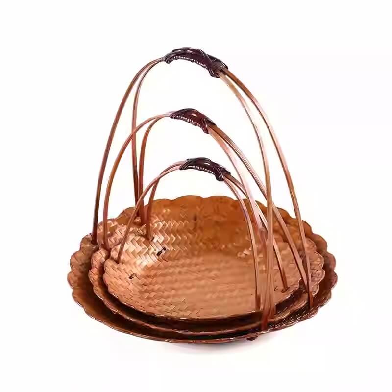 Bamboo Portable Dessert Basket Snack Fruit Tray