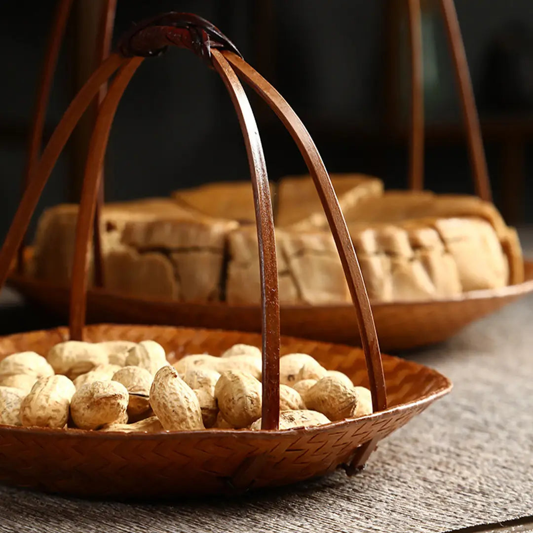Bamboo Portable Dessert Basket Snack Fruit Tray