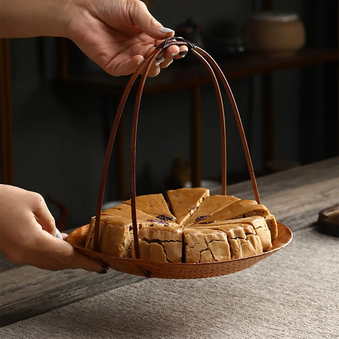 Bamboo Portable Dessert Basket Snack Fruit Tray