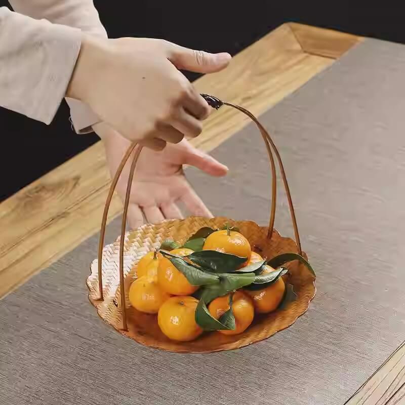Bamboo Portable Dessert Basket Snack Fruit Tray