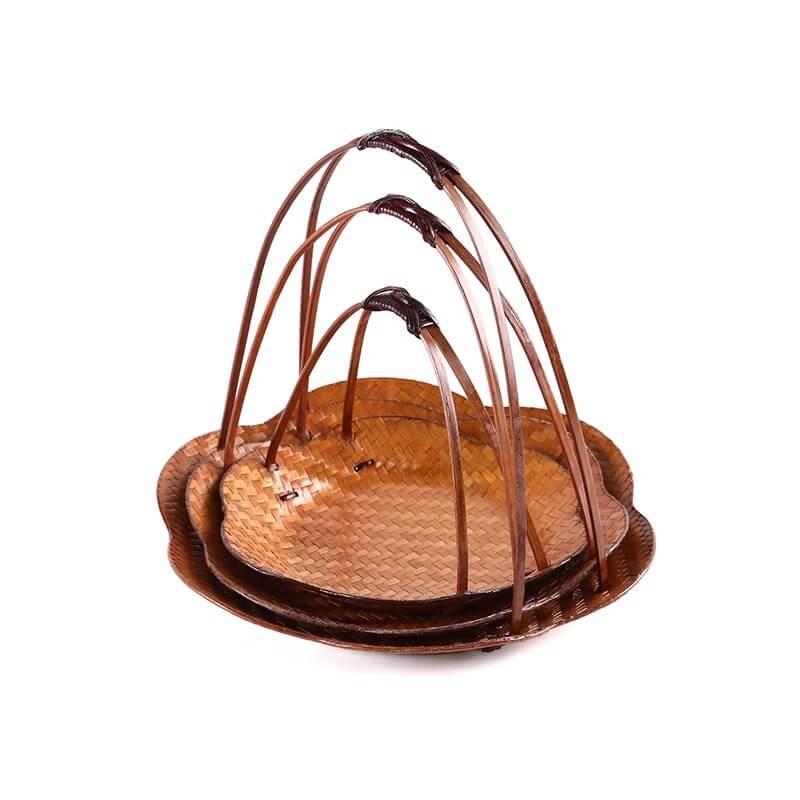 Bamboo Portable Dessert Basket Snack Fruit Tray