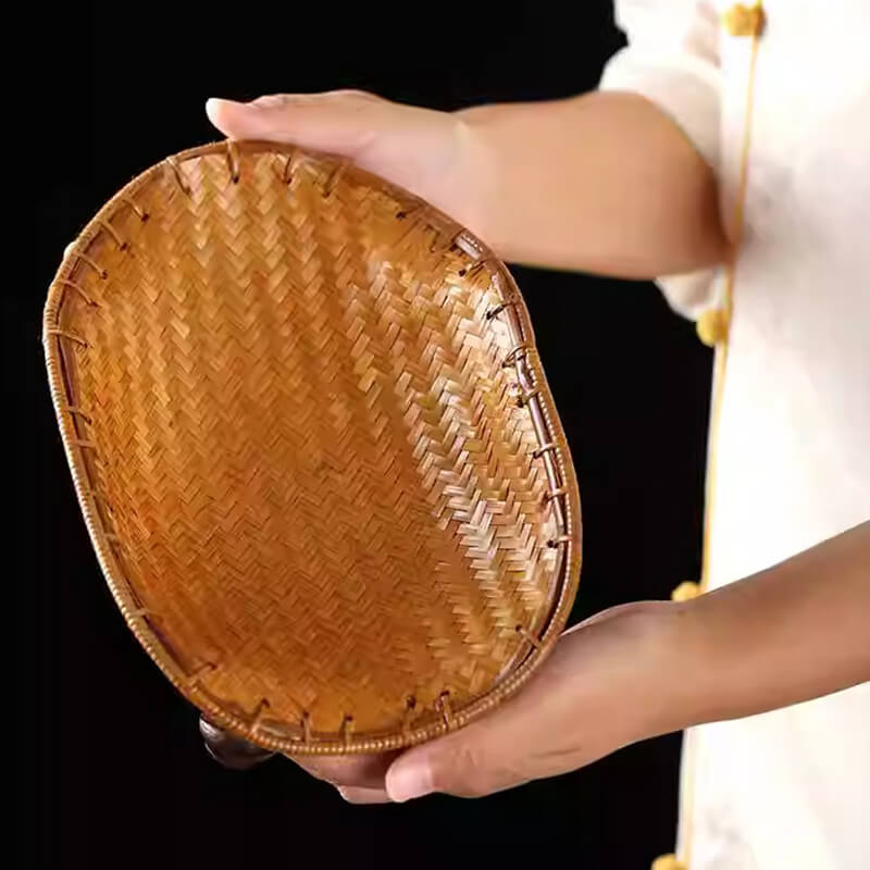 Bamboo Woven Tortoise Shell Four-Corner Fruit Pate