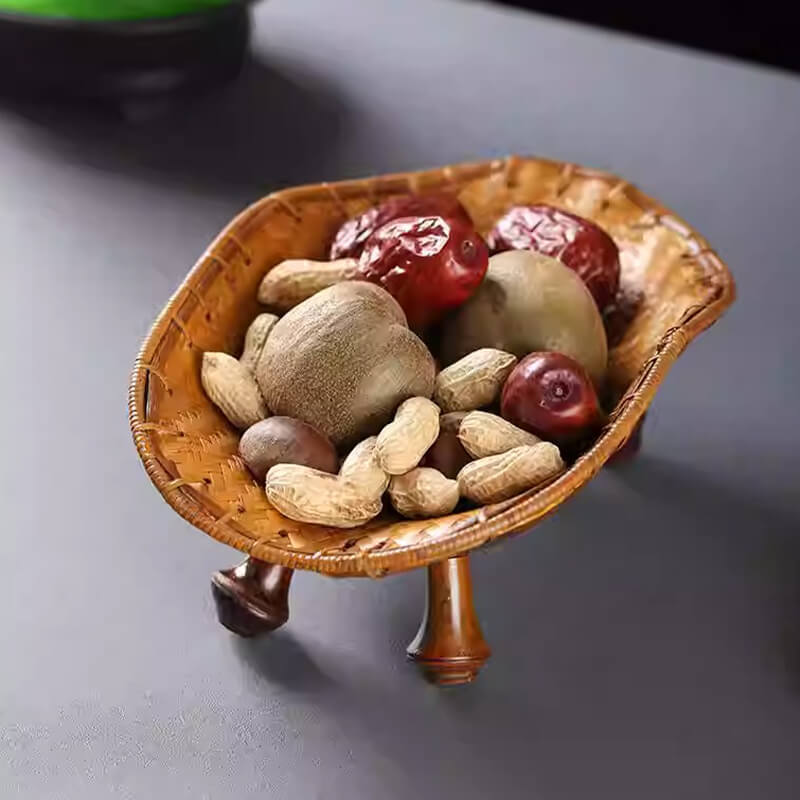 Bamboo Woven Tortoise Shell Four-Corner Fruit Pate